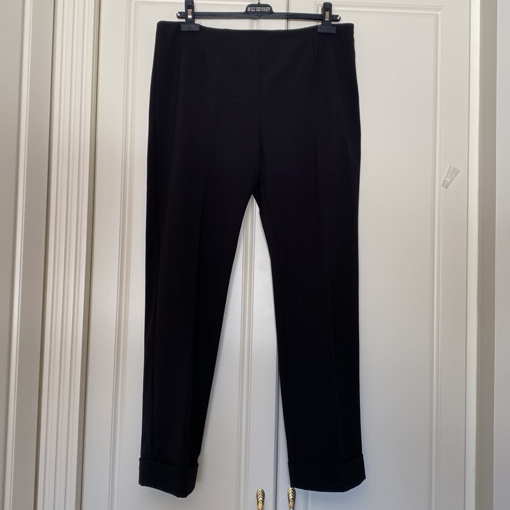 MISURA BY JOEFFER CAOC BLACK HIGH RISE STRAIGHT LEG TROUSER PANTS SIZE 10 .